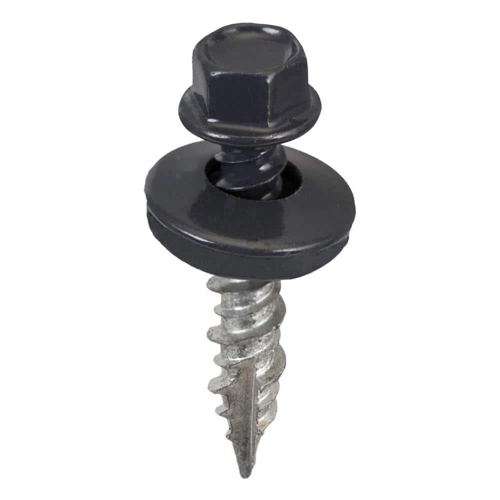 Acorn International #9 x 1 in. 1/4 in. Hex Head Metal to Wood Screws in Charcoal Gray (Bag of 250) 3 Acorn International #9 x 1 in. 1/4 in. Hex Head Metal to Wood Screws in Charcoal Gray (Bag of 250)