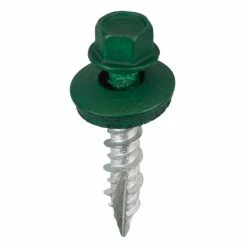Acorn International #9 x 1 in. 1/4 in. Hex Head Metal to Wood Screws in Forest Green (Bag of 250)