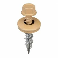 Acorn International #9 x 1 in. 1/4 in. Hex Head Metal to Wood Screws in Mocha Tan (Bag of 250)