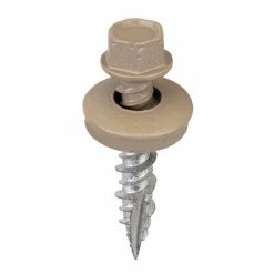 Acorn International #9 x 1 in. 1/4 in. Hex Head Metal to Wood Screws in Taupe (Bag of 250)