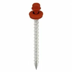 Acorn International #9 x 2-1/2 in. 1/4 in. Hex Head Metal to Wood Screws in Barn Red (Bag of 250)