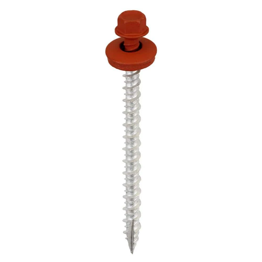 Acorn International #9 x 2-1/2 in. 1/4 in. Hex Head Metal to Wood Screws in Barn Red (Bag of 250) 3 Acorn International #9 x 2-1/2 in. 1/4 in. Hex Head Metal to Wood Screws in Barn Red (Bag of 250)