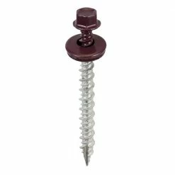 Acorn International #9 x 2 in. 1/4 in. Hex Head Metal to Wood Screws in Burgundy (Bag of 250)