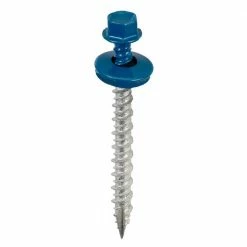 Acorn International #9 x 2 in. 1/4 in. Hex Head Metal to Wood Screw in Blue (Bag of 250)