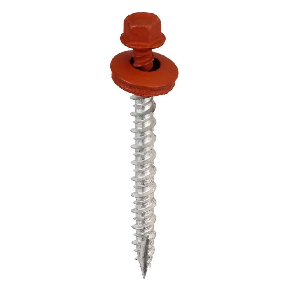 Acorn International #9 x 2 in. 1/4 in. Hex Head metal-to-wood Screw in Barn Red (Bag of 250) 3 Acorn International #9 x 2 in. 1/4 in. Hex Head metal-to-wood Screw in Barn Red (Bag of 250)
