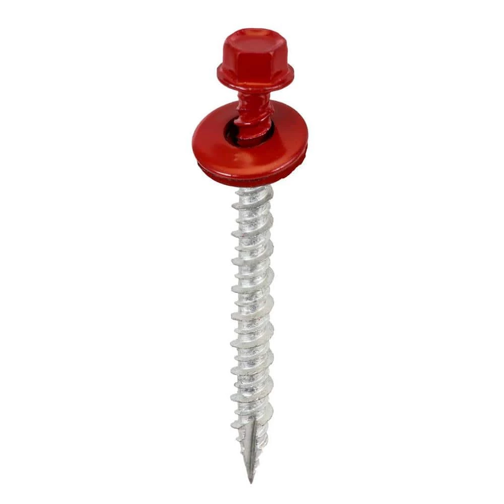 Acorn International #9 x 2 in. 1/4 in. Hex Head Metal to Wood Screws in Crimson (Bag of 250) 3 Acorn International #9 x 2 in. 1/4 in. Hex Head Metal to Wood Screws in Crimson (Bag of 250)