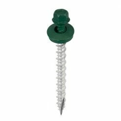 Acorn International #9 x 2 in. 1/4 in. Hex Head Metal to Wood Screws in Forest Green (Bag of 250)