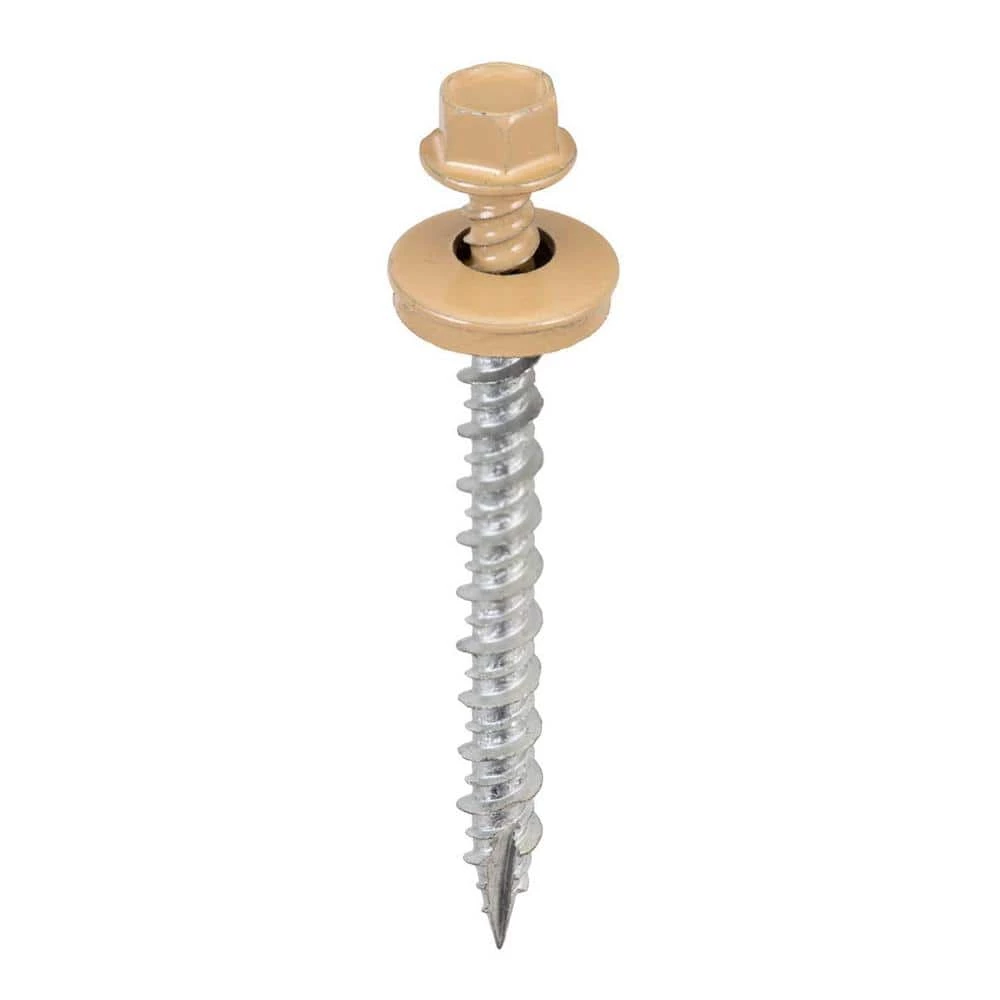 Acorn International #9 x 2 in. 1/4 in. Hex Head Metal to Wood Screws in Mocha Tan (Bag of 250) 3 Acorn International #9 x 2 in. 1/4 in. Hex Head Metal to Wood Screws in Mocha Tan (Bag of 250)
