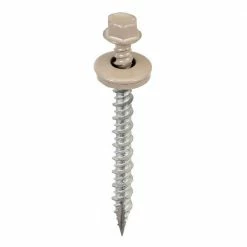 Acorn International #9 x 2 in. 1/4 in. Hex Head Metal to Wood Screws in Taupe (Bag of 250)