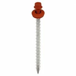 Acorn International #9 x 3 in. 1/4 in. Hex Head Metal to Wood Screws in Barn Red (Bag of 250)