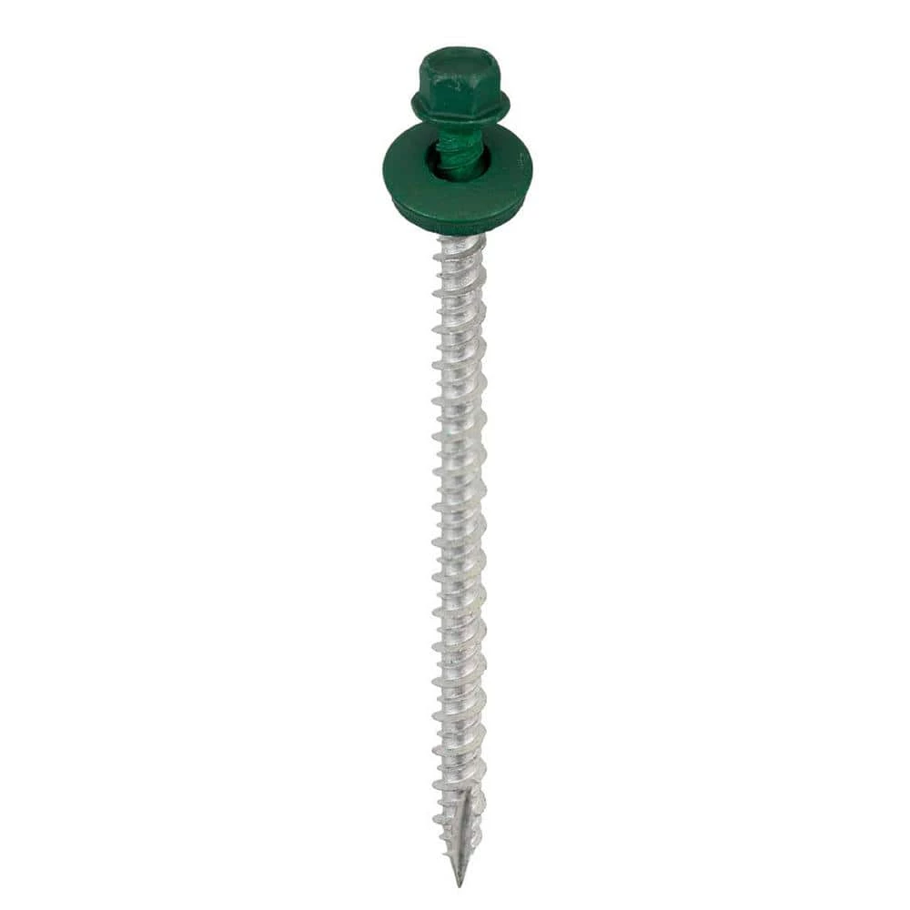 Acorn International #9 x 3 in. 1/4 in. Hex Head Metal to Wood Screws in Forest Green (Bag of 250) 3 Acorn International #9 x 3 in. 1/4 in. Hex Head Metal to Wood Screws in Forest Green (Bag of 250)