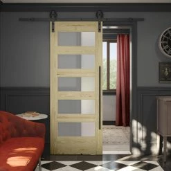 Colonial Elegance 78 in. Barn Door Rail System Black Steel -idh by St. Simons Sales black colonial elegance barn door hardware corrrail 4f 1000