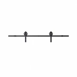 Colonial Elegance 78 in. Wagon Rail System Sand Black with Large Wheels for Barn Door