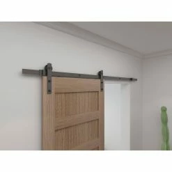 Colonial Elegance Corral 78 in. Black Steel Rail System -idh by St. Simons Sales black colonial elegance barn door hardware sb78cr bl ecom 1f 1000