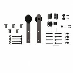 Colonial Elegance Corral 78 in. Black Steel Rail System -idh by St. Simons Sales black colonial elegance barn door hardware sb78cr bl ecom 4f 1000
