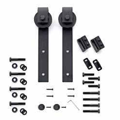 Colonial Elegance 98-3/8 in. X 11 in. Barn Rail Sandy Black Steel Sliding Door Hardware Kit -idh by St. Simons Sales black colonial elegance barn door hardware sb96rr bl ecom 1f 1000