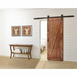 Colonial Elegance 98-3/8 in. X 11 in. Barn Rail Sandy Black Steel Sliding Door Hardware Kit -idh by St. Simons Sales black colonial elegance barn door hardware sb96rr bl ecom 31 1000
