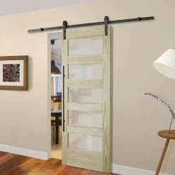 Colonial Elegance 98-3/8 in. X 11 in. Barn Rail Sandy Black Steel Sliding Door Hardware Kit -idh by St. Simons Sales black colonial elegance barn door hardware sb96rr bl ecom 44 1000