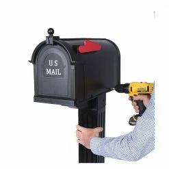 Postal PRO Craftsman Mailbox and Post Kit, Black -idh by St. Simons Sales blacks postal pro mailboxes with post pp3400blm 1f 1000