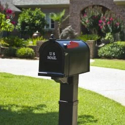 Postal PRO Ambrose Black Post Mount Mailbox -idh by St. Simons Sales blacks postal pro post mount mailboxes pp1000blm 31 1000