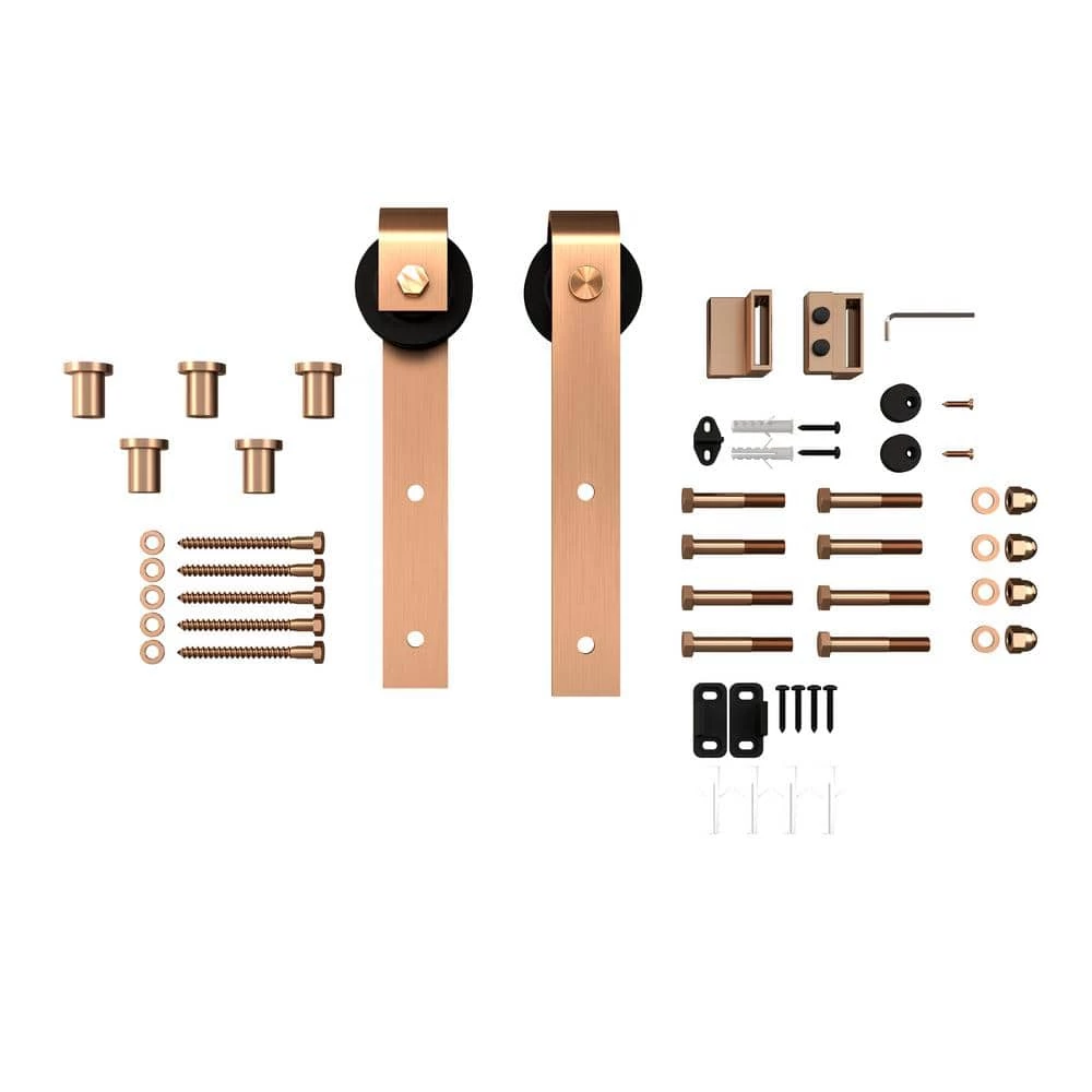 Colonial Elegance 78 in. Brushed Copper Barn Door Roller System 7 Colonial Elegance 78 in. Brushed Copper Barn Door Roller System - Image 5