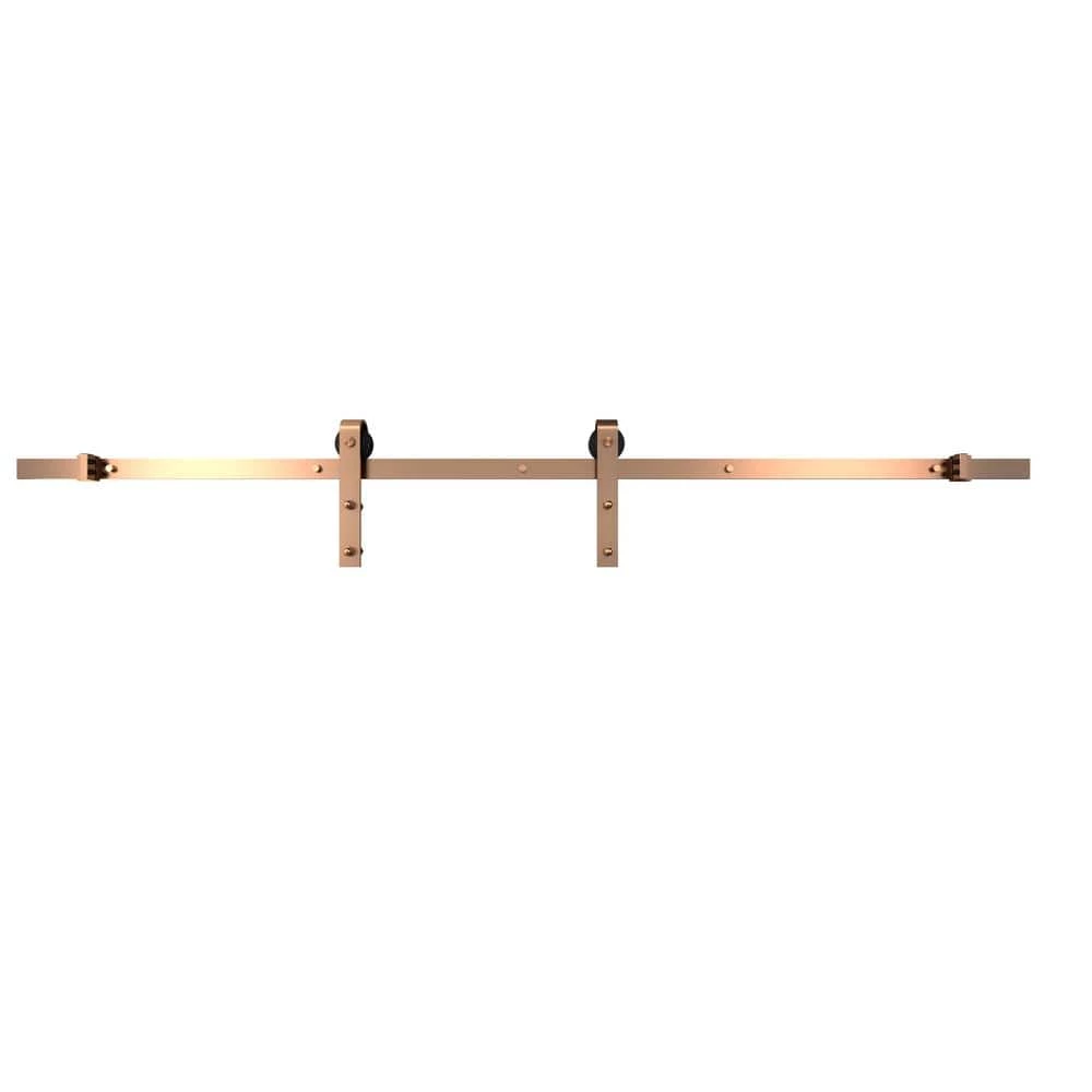 Colonial Elegance 78 in. Brushed Copper Barn Door Roller System 3 Colonial Elegance 78 in. Brushed Copper Barn Door Roller System