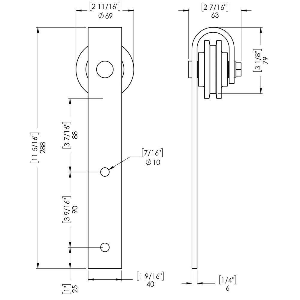 Colonial Elegance 78 in. Brushed Copper Barn Door Roller System 9 Colonial Elegance 78 in. Brushed Copper Barn Door Roller System - Image 7