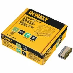 DEWALT 1.5 in. x 9-Gauge Galvanized Barbed Paper Tape Fencing Staples (960 per Box) 9 DEWALT 1.5 in. x 9-Gauge Galvanized Barbed Paper Tape Fencing Staples (960 per Box) -idh by St. Simons Sales dewalt pneumatic staples dfs9150b1g 40 1000