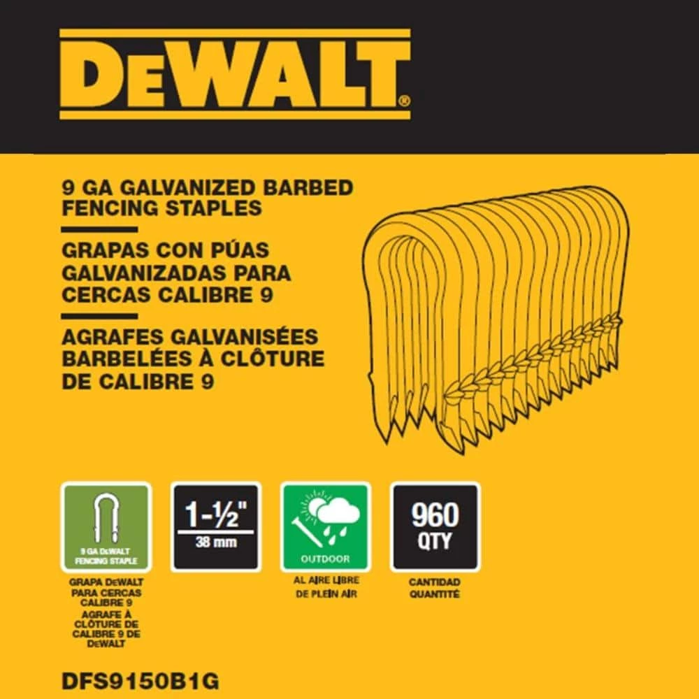 DEWALT 1.5 in. x 9-Gauge Galvanized Barbed Paper Tape Fencing Staples (960 per Box) 4 DEWALT 1.5 in. x 9-Gauge Galvanized Barbed Paper Tape Fencing Staples (960 per Box) - Image 2