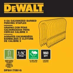 DEWALT 1.75 in. x 9-Gauge Galvanized Barbed Paper Tape Fencing Staples (960 per Box) -idh by St. Simons Sales dewalt pneumatic staples dfs9175b1g 40 1000