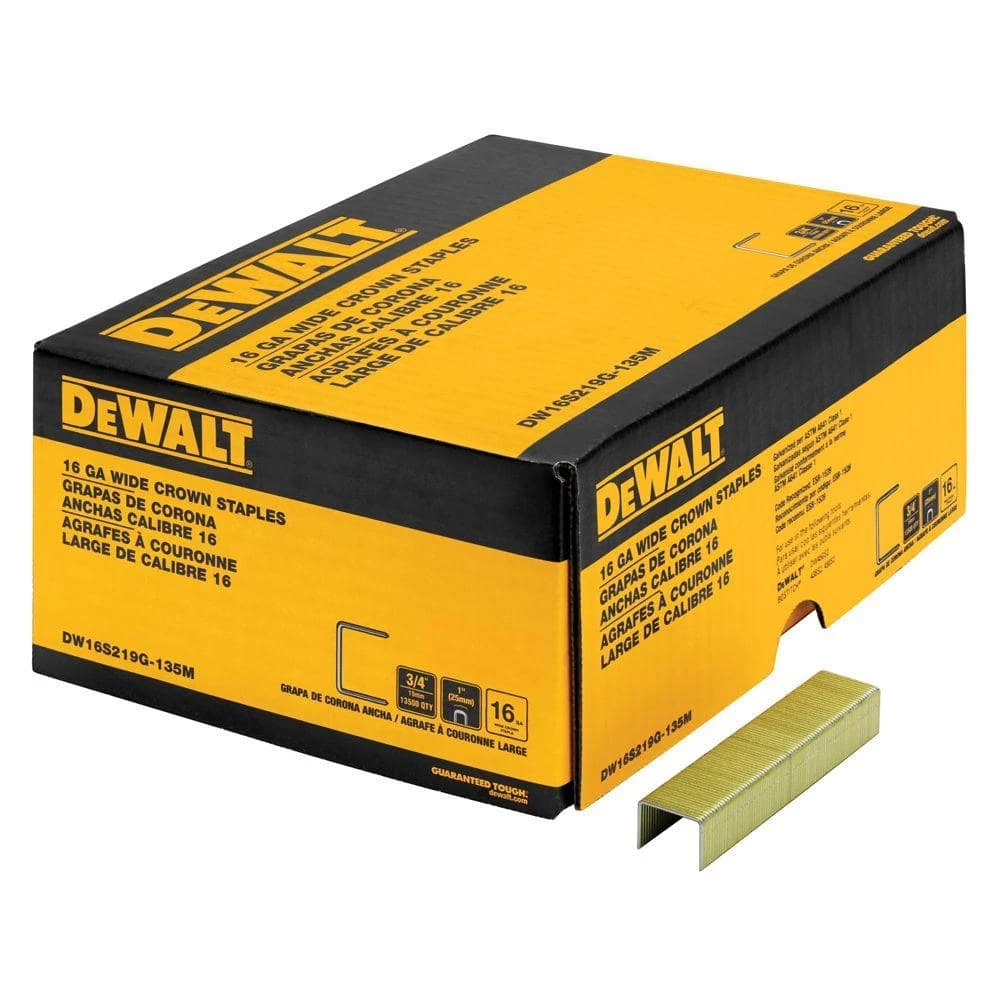 DEWALT 3/4 in. x 1 in. x 16-Gauge Galvanized Wide Crown Glue Collated Staple (13,500-Piece) 3 DEWALT 3/4 in. x 1 in. x 16-Gauge Galvanized Wide Crown Glue Collated Staple (13,500-Piece)