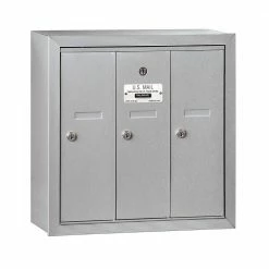 Salsbury Industries Aluminum Surface-Mounted USPS Access Vertical Mailbox with 3 Door