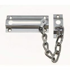 Idh by St. Simons Satin Chrome Solid Brass Chain Door Guard