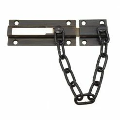 Idh by St. Simons Solid Brass Chain Bolt Guard in Antique Brass