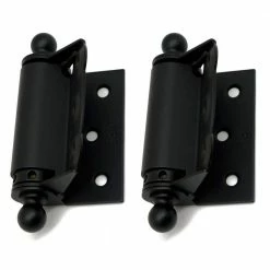 Idh by St. Simons 1-1/2 in. x 2-3/4 in. Solid Brass Adjustable Half Surface Screen Door Hinge with Ball Finials in Matte Black(1-Pair)