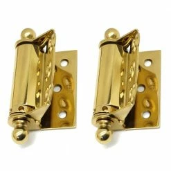 Idh by St. Simons 1-1/2 in. x 2-3/4 in. Unlacquered Solid Brass Adjustable Half Surface Screen Door Hinge with Ball Finials (1-Pair)