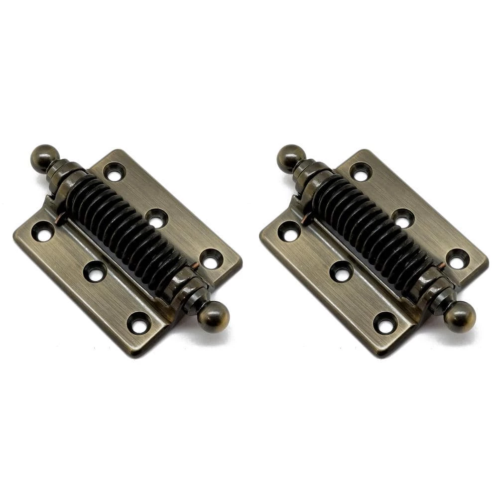 Idh by St. Simons 2-1/2 in. x 4-3/8 in. Solid Brass Heavy-Duty Spring Screen Door Hinge with Ball Finials in Antique Brass (1-Pair) 3 Idh by St. Simons 2-1/2 in. x 4-3/8 in. Solid Brass Heavy-Duty Spring Screen Door Hinge with Ball Finials in Antique Brass (1-Pair)