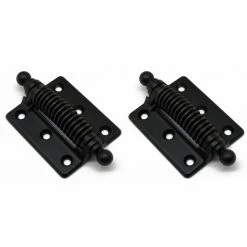 Idh by St. Simons 2-1/2 in. x 4-3/8 in. Solid Brass Heavy-Duty Spring Screen Door Hinge with Ball Finials in Matte Black (1-Pair)