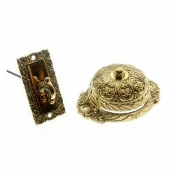 Idh by St. Simons Solid Brass Ornate Mechanical Twist Door Bell in Polished Brass