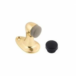 Idh by St. Simons Polished Brass Solid Brass Large Floor Mounted Gooseneck Door Stop