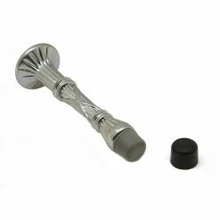 Idh by St. Simons 4 in. Solid Brass Ribbon and Reed Arrow Base Door Stop in Satin Nickel