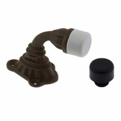 Idh by St. Simons Solid Brass Ribbon and Reed Crane Door Stop in Oil-Rubbed Bronze