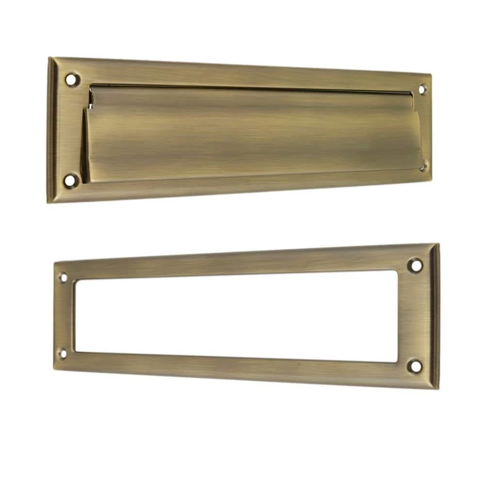 Idh by St. Simons Antique Brass Solid Brass Magazine Mail Slot Set 2 Idh by St. Simons Antique Brass Solid Brass Magazine Mail Slot Set