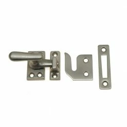 Idh by St. Simons Satin Nickel Solid Brass Small Window Sash Lock with Casement Fastener