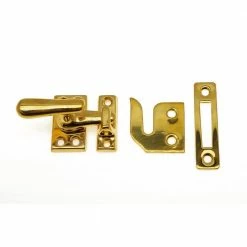 Idh by St. Simons Polished Solid Brass Small Swing Lock Window Sash Lock with Casement Fastener