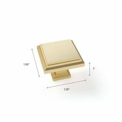 NewAge Products Home Kitchen 1.26 in. Brushed Brass Traditional Square Cabinet Knob -idh by St. Simons Sales newage products cabinet knobs 80212 40 1000