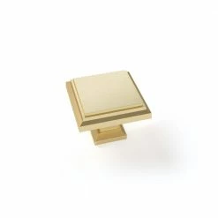 NewAge Products Home Kitchen 1.26 in. Brushed Brass Traditional Square Cabinet Knob