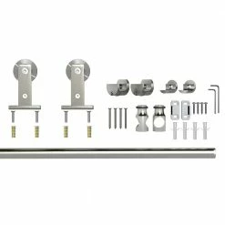 Colonial Elegance 78 in. Loft Stainless Steel Round Rail System -idh by St. Simons Sales stainless steel colonial elegance barn door hardware sl78rr bn ecom 1f 1000