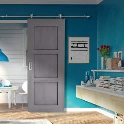 Colonial Elegance 78 in. Loft Stainless Steel Round Rail System -idh by St. Simons Sales stainless steel colonial elegance barn door hardware sl78rr bn ecom 4f 1000