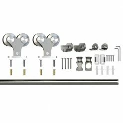 Colonial Elegance 78-3/4 in. x 3/4 in. Stainless Steel Urbano Rail Sliding Door Hardware Kit 12 Colonial Elegance 78-3/4 in. x 3/4 in. Stainless Steel Urbano Rail Sliding Door Hardware Kit -idh by St. Simons Sales stainless steel colonial elegance barn door hardware sl78ub bn ecom 1f 1000